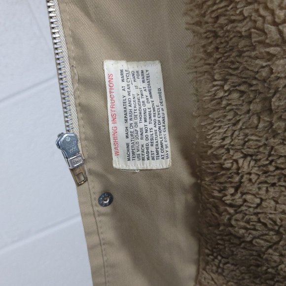 Vintage‎ Sears Mens Khaki Jacket Coat w. Faux Fur Lining 40R - Picture 8 of 12